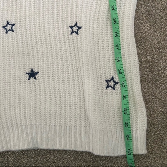 White Knit and Navy Star Embroidered Sweater - Picture 10 of 11